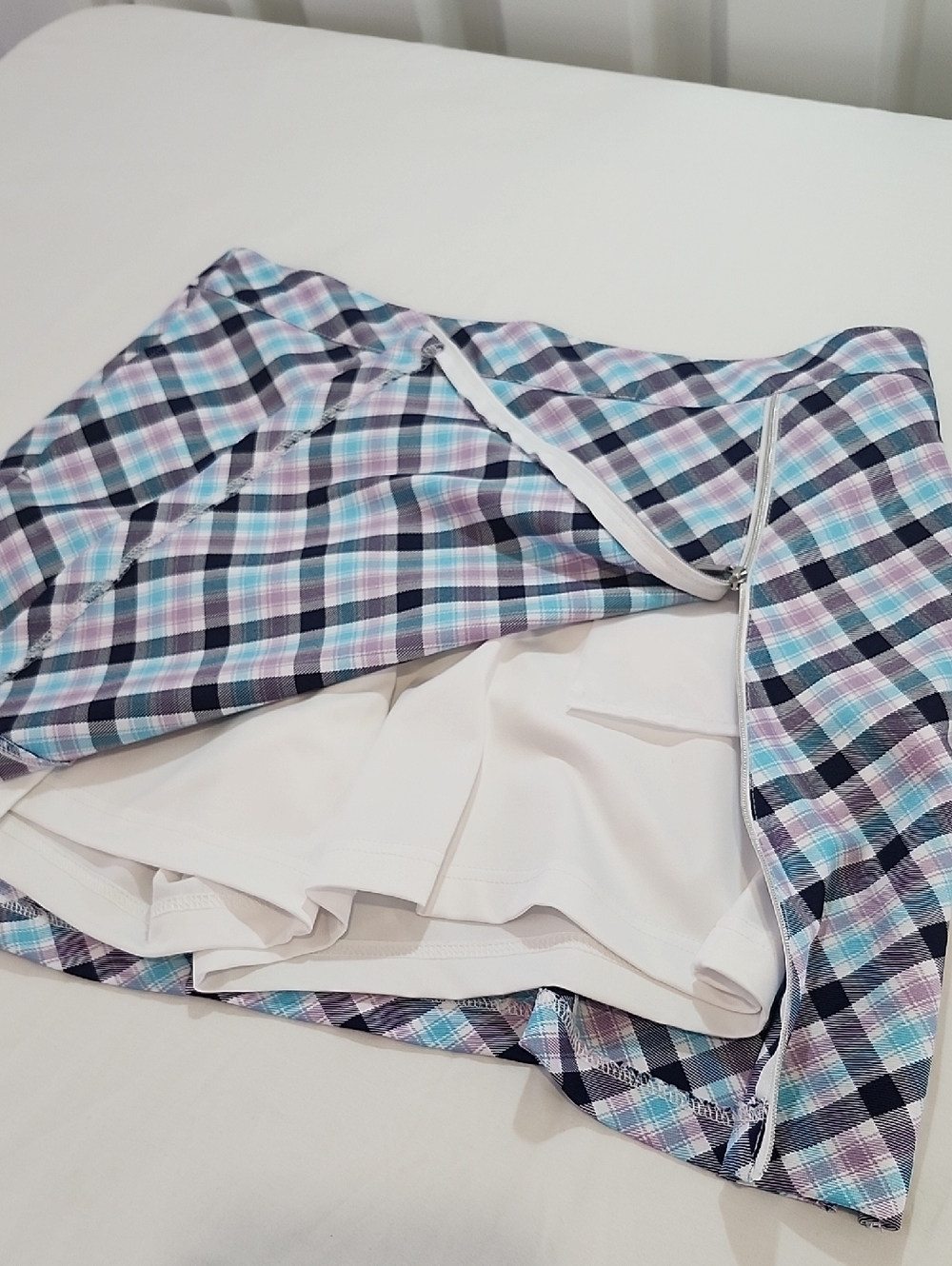 Lady Hagen Womens Plaid Golf Skort in Blue, Purple and White Size 6 Zipper Front - Picture 6 of 8